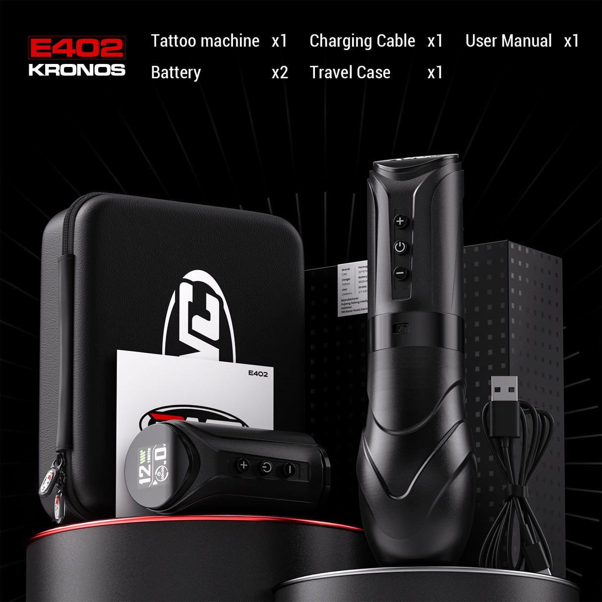 CNC KRONOS 2.7-4.5mm Adjustable Stroke Wireless Tattoo Machine Pen E402