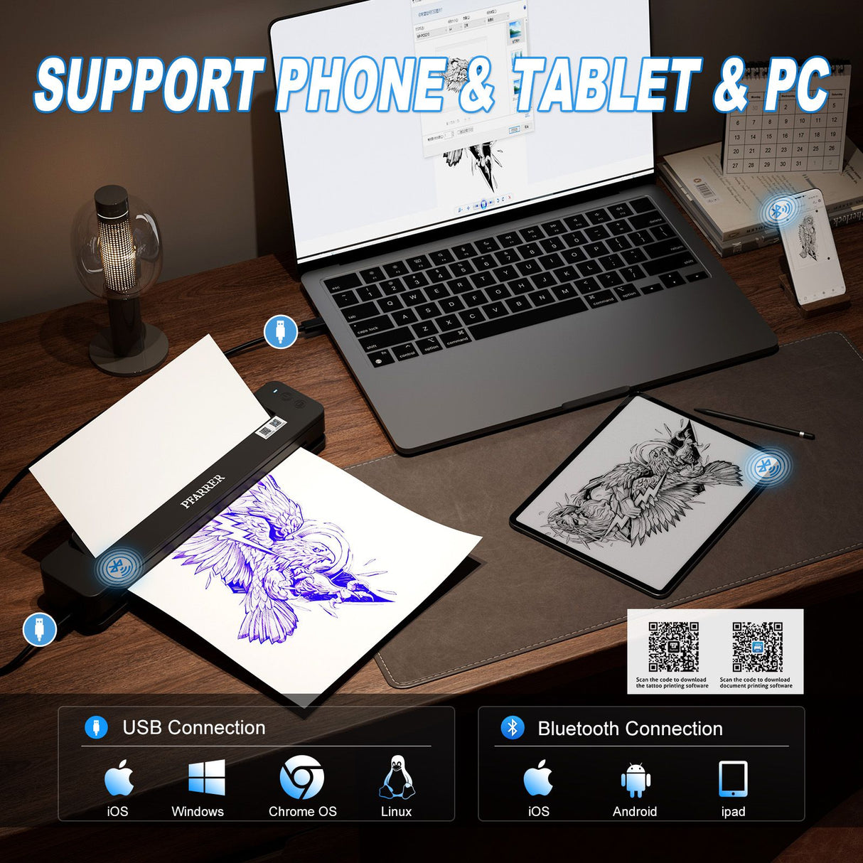 Hawink Bluetooth Tattoo Stencil Printer Kit with Transfer Cream Thermal Paper