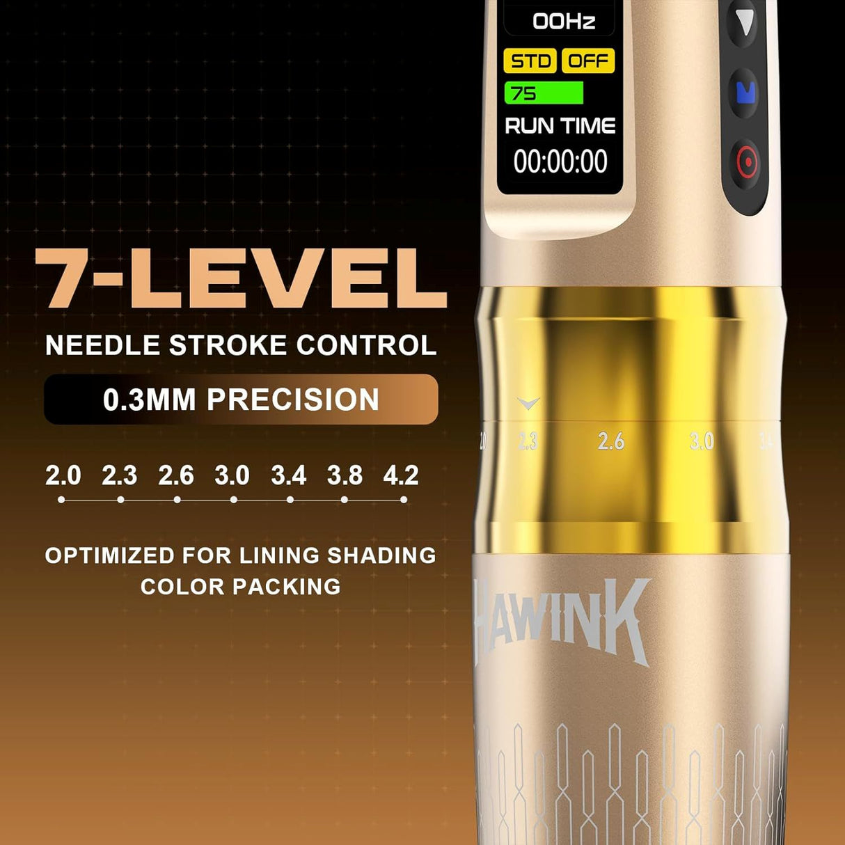 Hawink Wireless Tattoo Machine Kit Adjustable 2.0MM-4.2MM Strokes E300