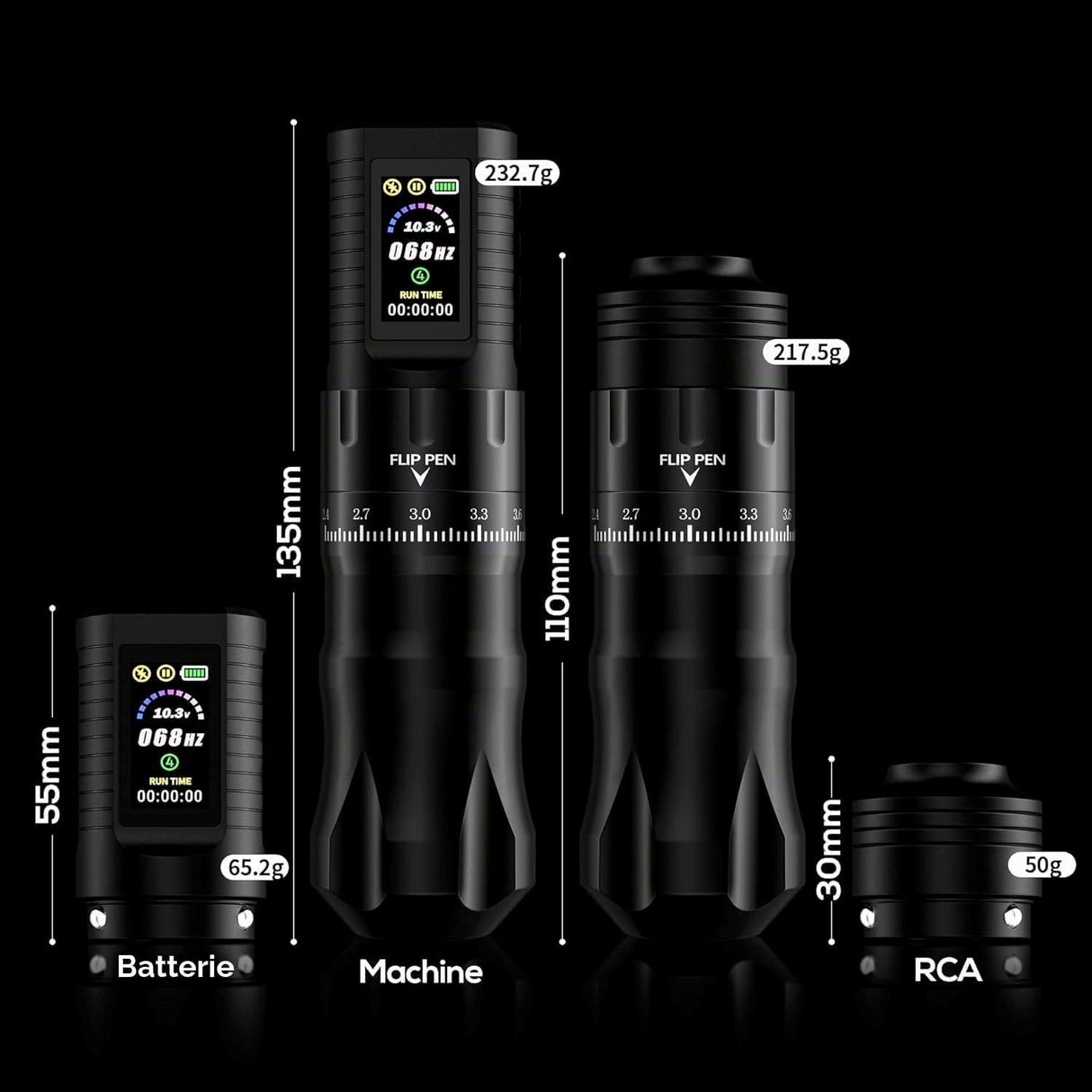 HAWINK Wireless Tattoo Machine Kit Adjustable Strokes 2.4-4.2mm Dot Mode
