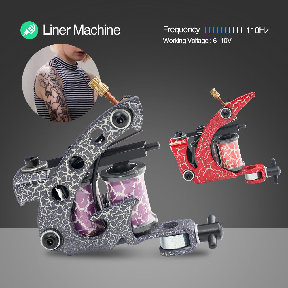 Coil Tattoo Machine Kit 4 Pro Coil Tattoo Guns 54 Inks Power Supply Foot Pedal Needles Grips Tips Carry Case - Hawink