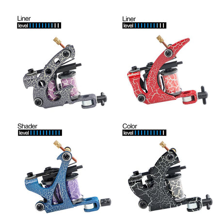 Coil Tattoo Machine Kit 4 Pro Coil Tattoo Guns 54 Inks Power Supply Foot Pedal Needles Grips Tips Carry Case - Hawink