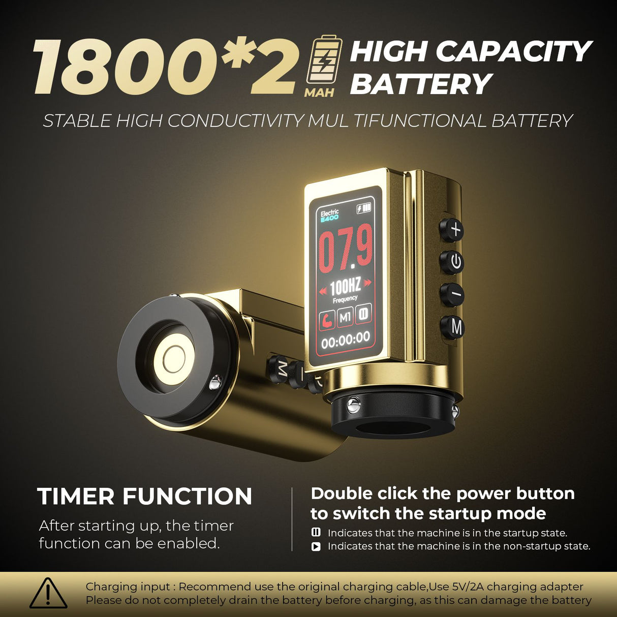 CNC Adjustable Stroke 2.4-4.2mm Wireless Tattoo Machine Pen E400