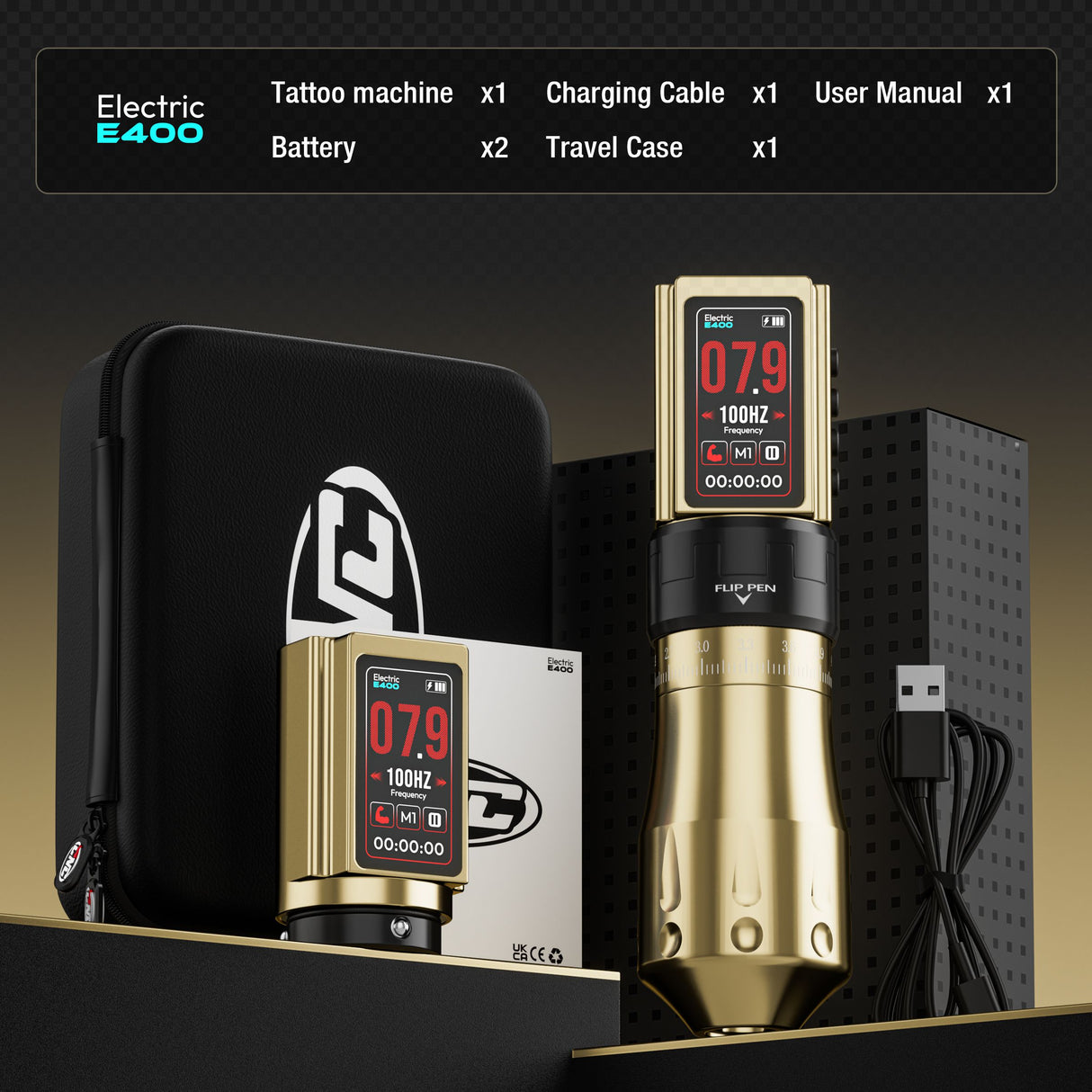 CNC Adjustable Stroke 2.4-4.2mm Wireless Tattoo Machine Pen E400