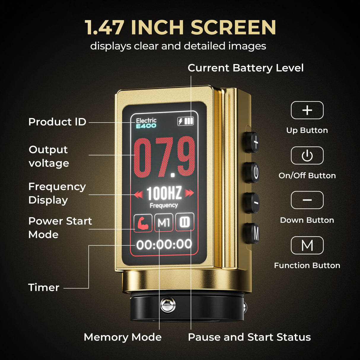 CNC Adjustable Stroke 2.4-4.2mm Wireless Tattoo Machine Pen E400