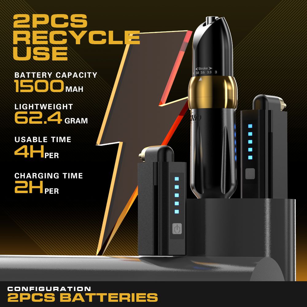 CNC Adjustable Stroke Wireless Tattoo Machine Pen Kit P6