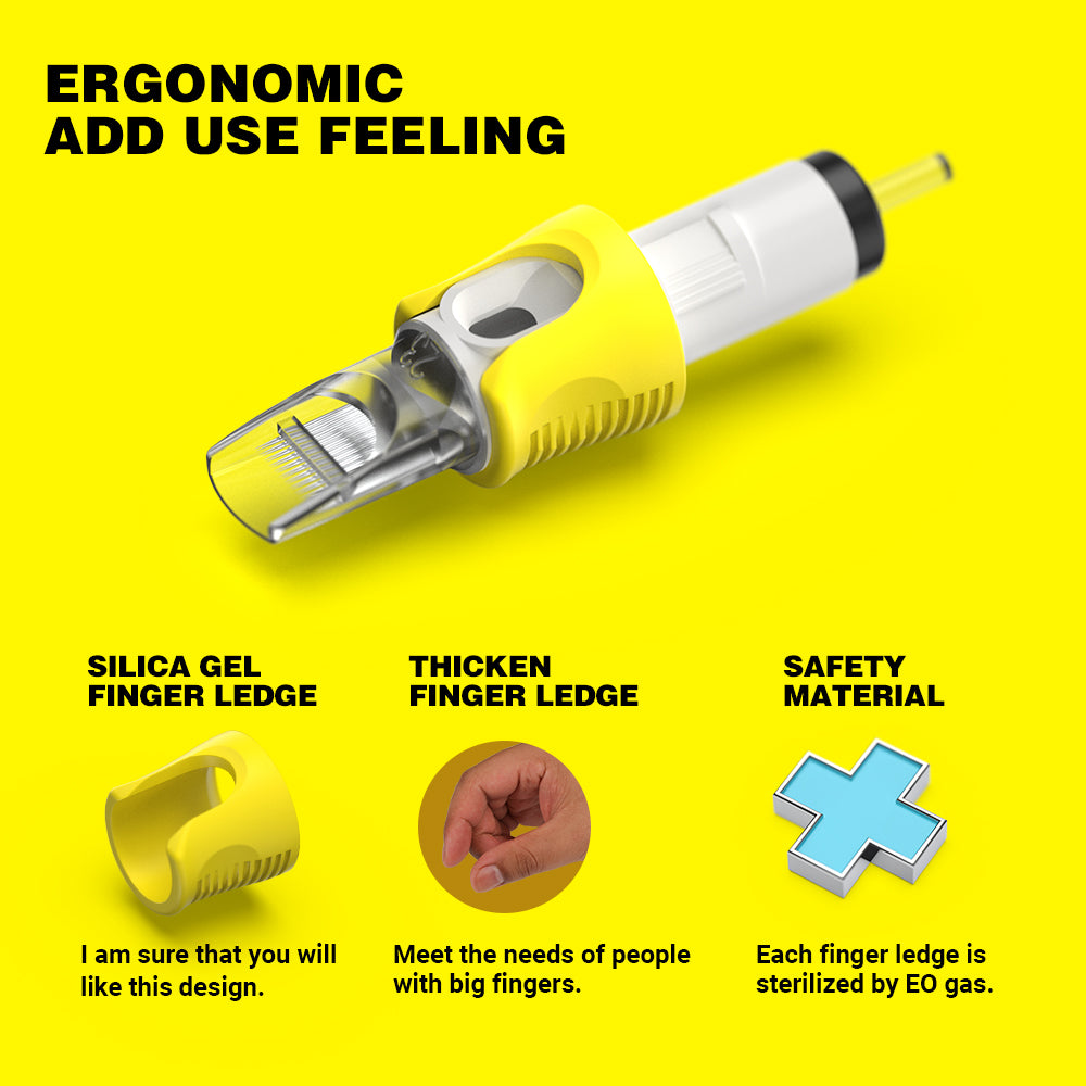 Quelle Silicone Tattoo Finger Ledge Cartridges Needles Round Magnum/RM