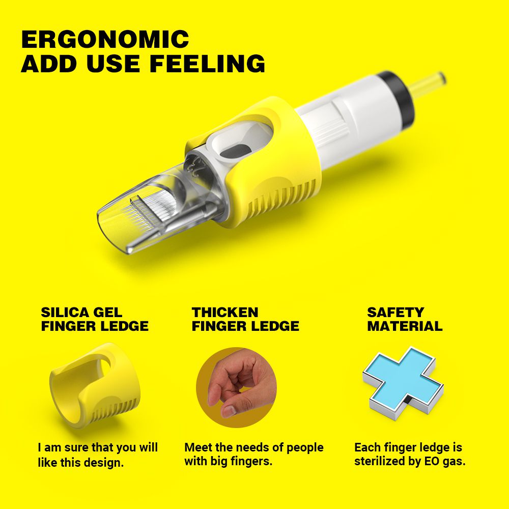 Quelle Silicone Tattoo Finger Ledge Cartridges Needles Mixed Pack 40Pcs/box