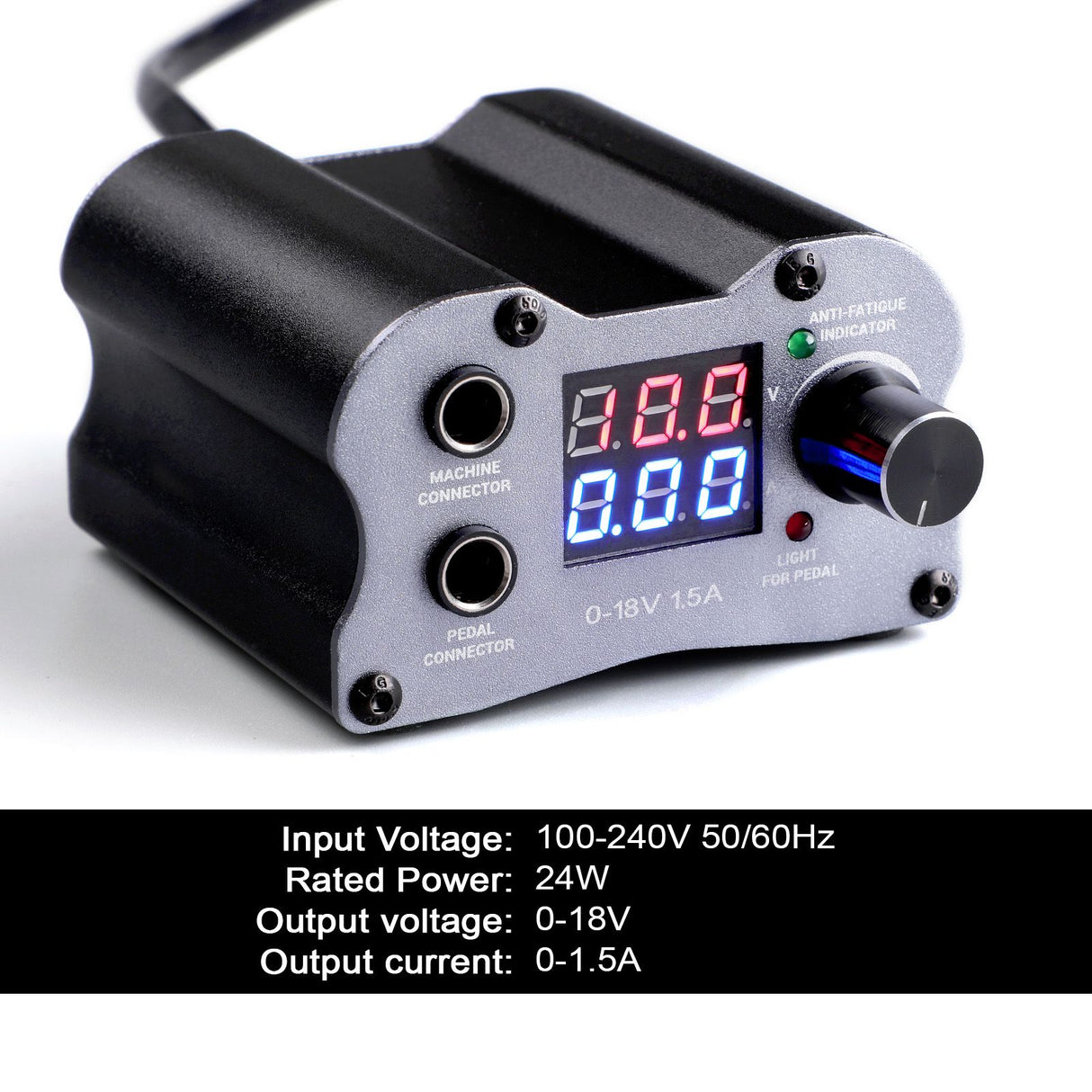 Aluminum Digital LED Display Black P189 Tattoo Power Supply