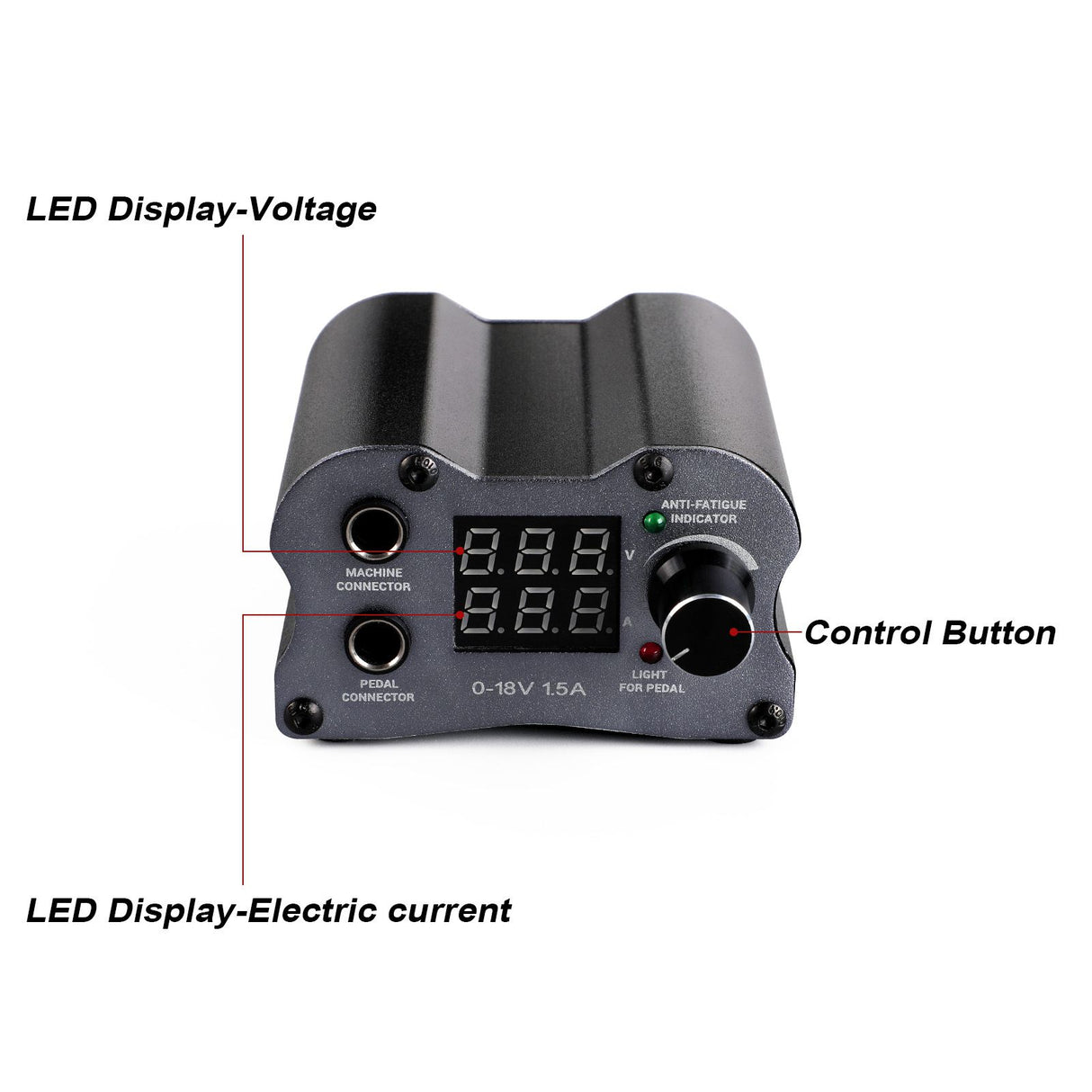 Aluminum Digital LED Display Black P189 Tattoo Power Supply