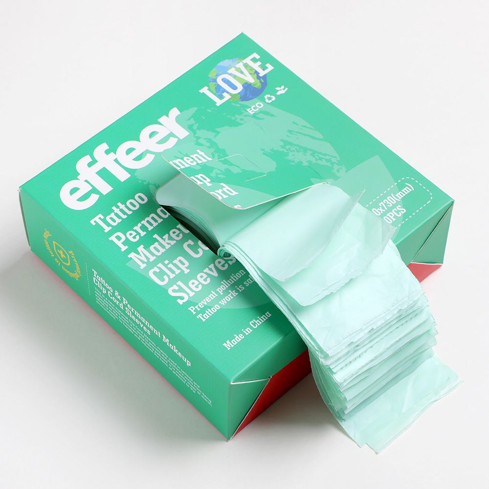 EFFEER 100 Pcs Disposable Degradable Tattoo Clip Cord Sleeves TC133