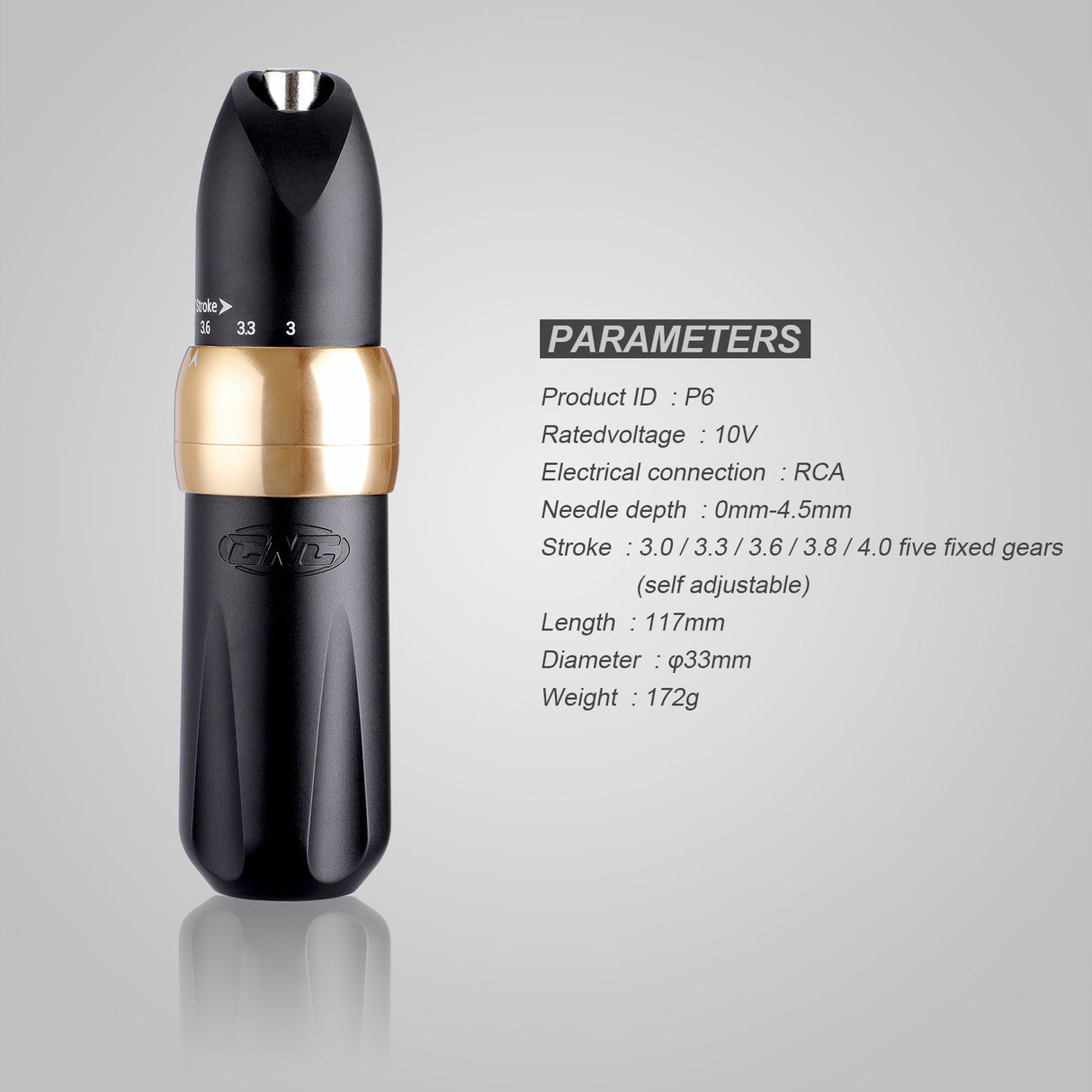 CNC Adjustable Stroke Tattoo Machine Pen P6