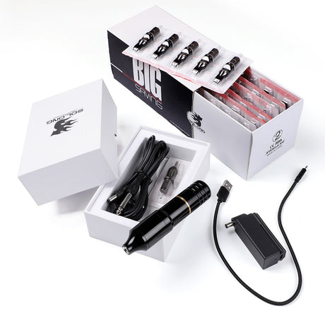 Rotary Tattoo Pen Kit Cartridge Needles Wireless tattoo Creative Battery EM128KIT - Hawink