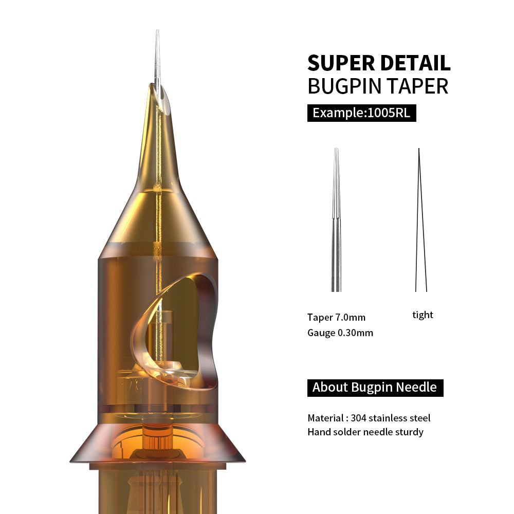 Hawink Rhein 20pcs Disposable Silicone Sterilized Hawink Tattoo Needle Cartridges #10(0.3mm) #12(0.35mm) -