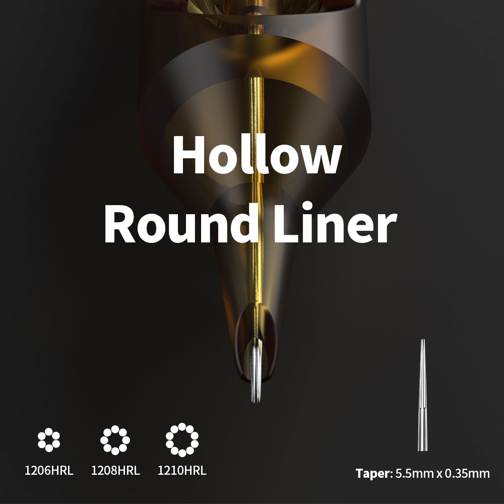 Hawink Rhein 20pcs Disposable Silicone Sterilized Hawink Tattoo Needle Cartridges #10(0.3mm) #12(0.35mm) -