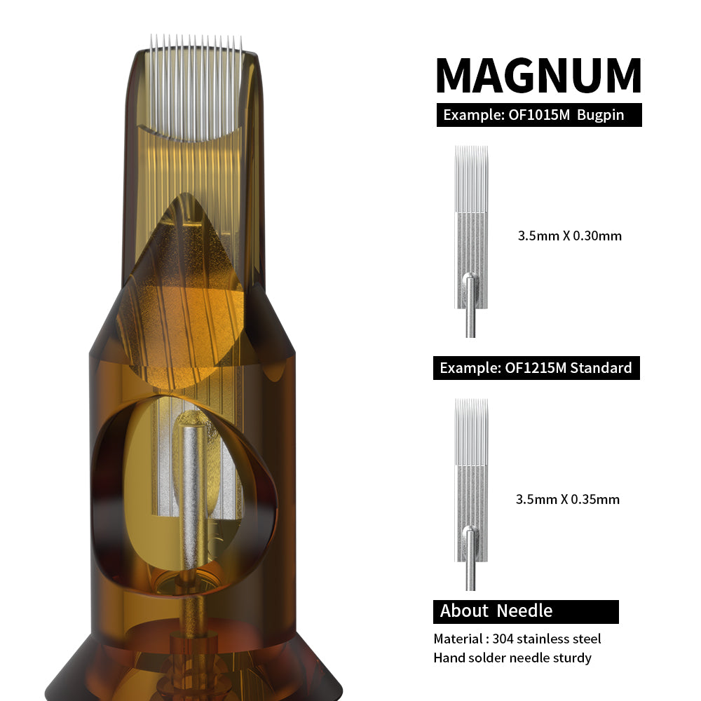 HAWINK RHEIN Revolution Cartridge Tattoo Needles Magnum Shader Close Flat 20PCS/Box