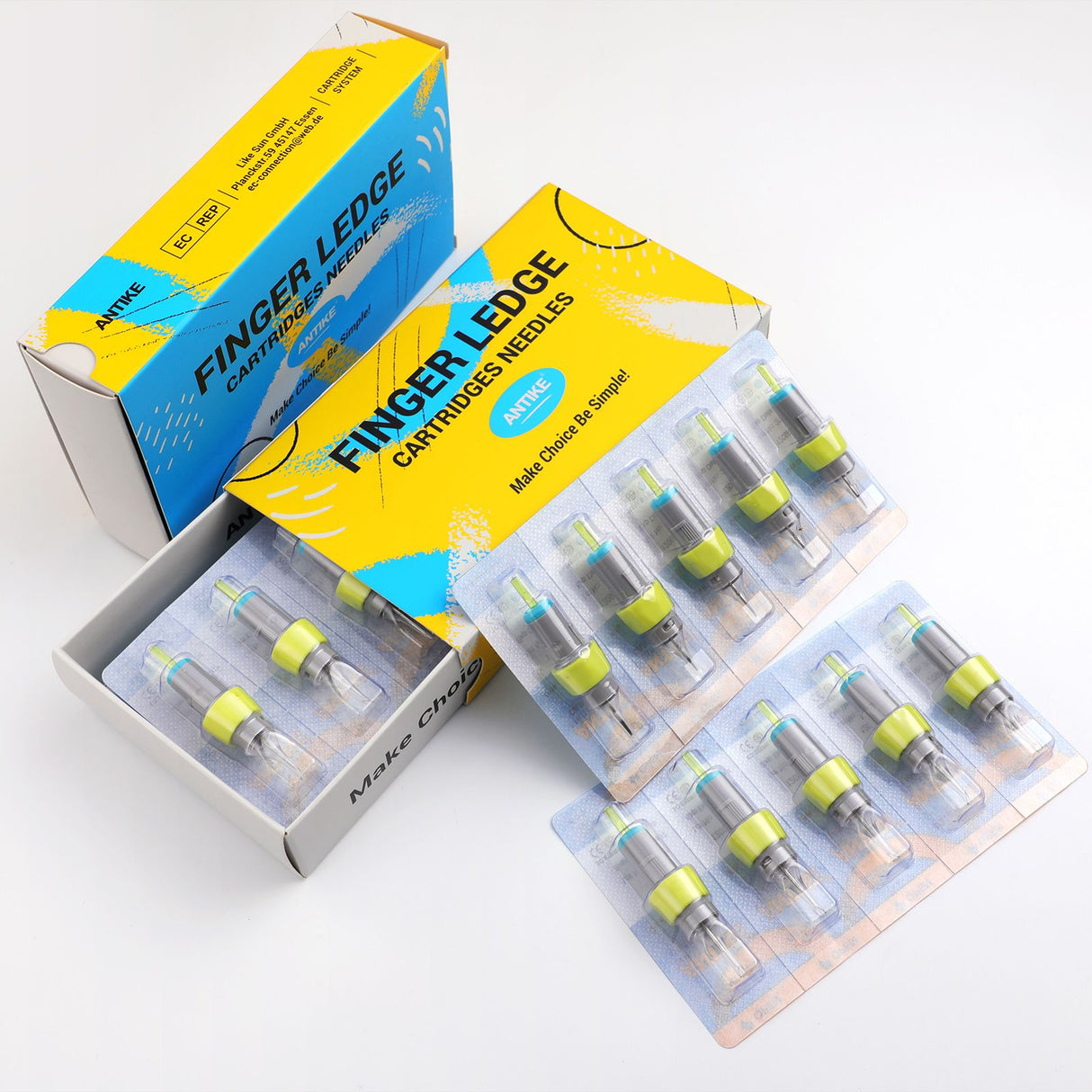 ANTIKE Silicone Tattoo Finger Ledge Cartridges Needles #12 #10 16Pcs With Membrane