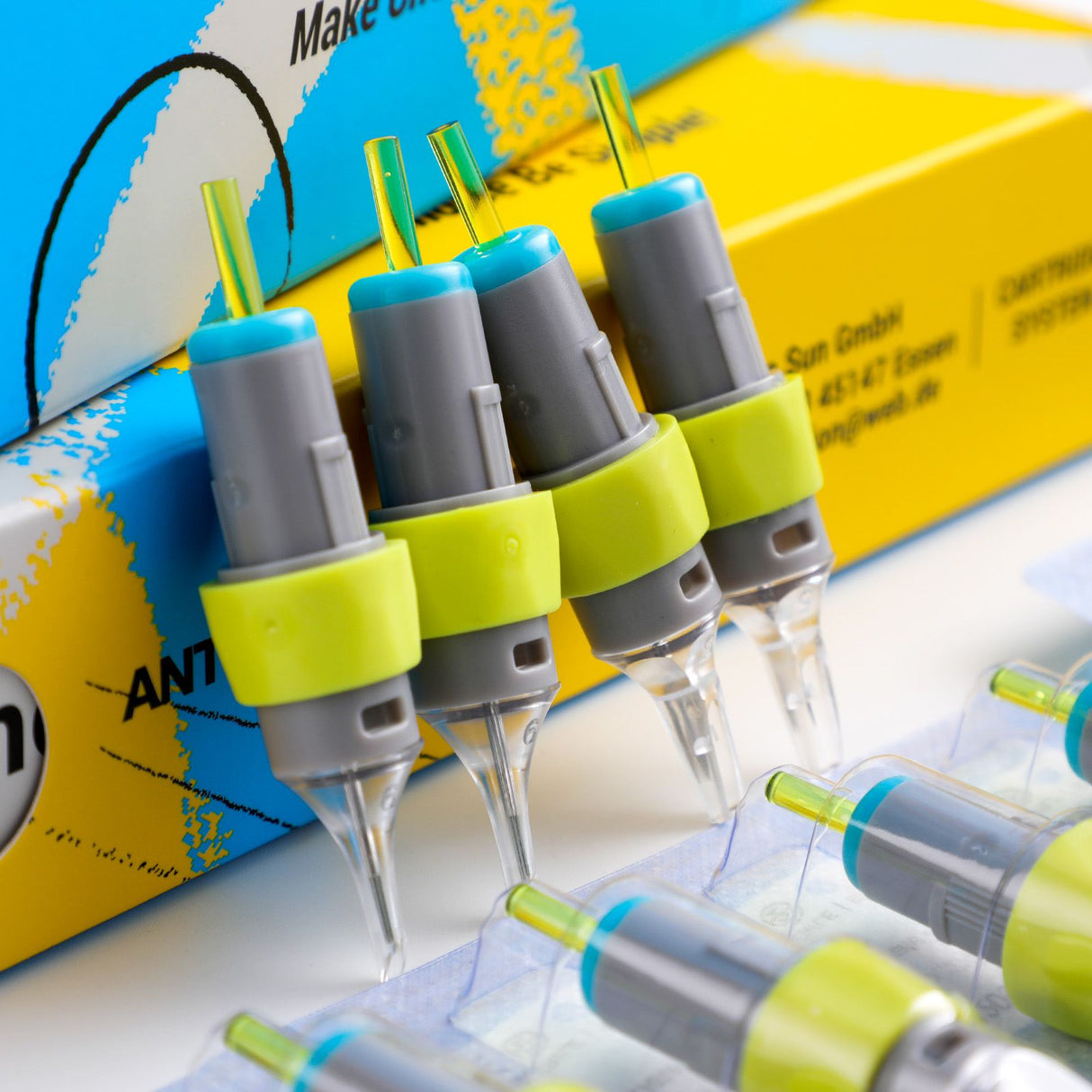 ANTIKE Silicone Tattoo Finger Ledge Cartridges Needles #12 #10 16Pcs With Membrane