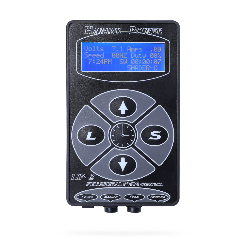 Tattoo Power Supply Digital LCD Display With Foot Pedal & Clip Cord - Hawink