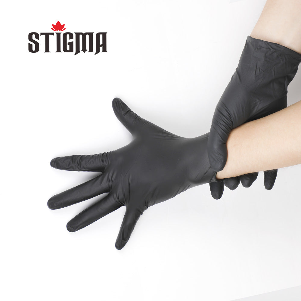 Hawink Tattoo 100Pcs Black Nitrile Disposable Tattoo Latex Gloves Small Size S M L - Hawink