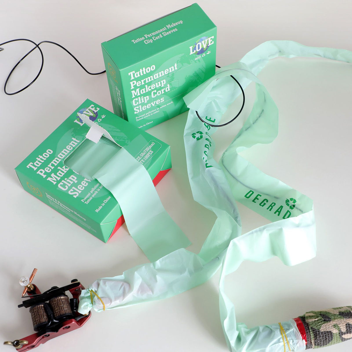 100 Pcs Disposable Degradable Tattoo Clip Cord Sleeves TC121 Tattoo -Hawink