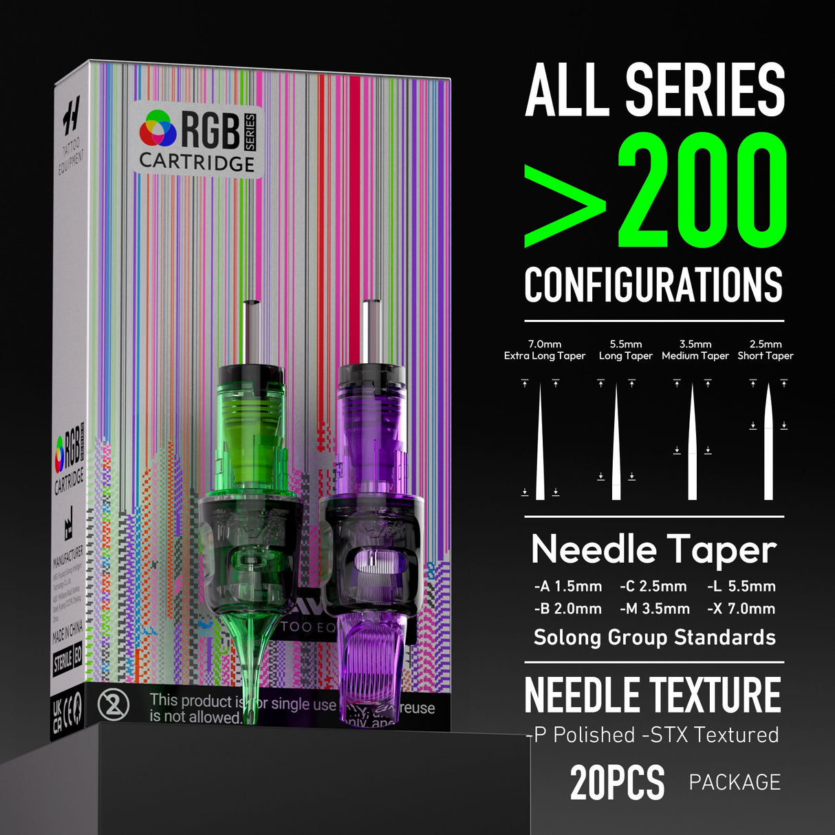 Hawink RGB Tattoo Finger Ledge Cartridges Needles Round Liner 20Pcs/box(Only for EU)