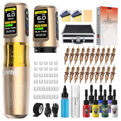 Hawink Wireless Tattoo Machine Kit Adjustable 2.0MM-4.2MM Strokes E300