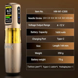 Hawink Wireless Tattoo Machine Kit Adjustable 2.0MM-4.2MM Strokes E300