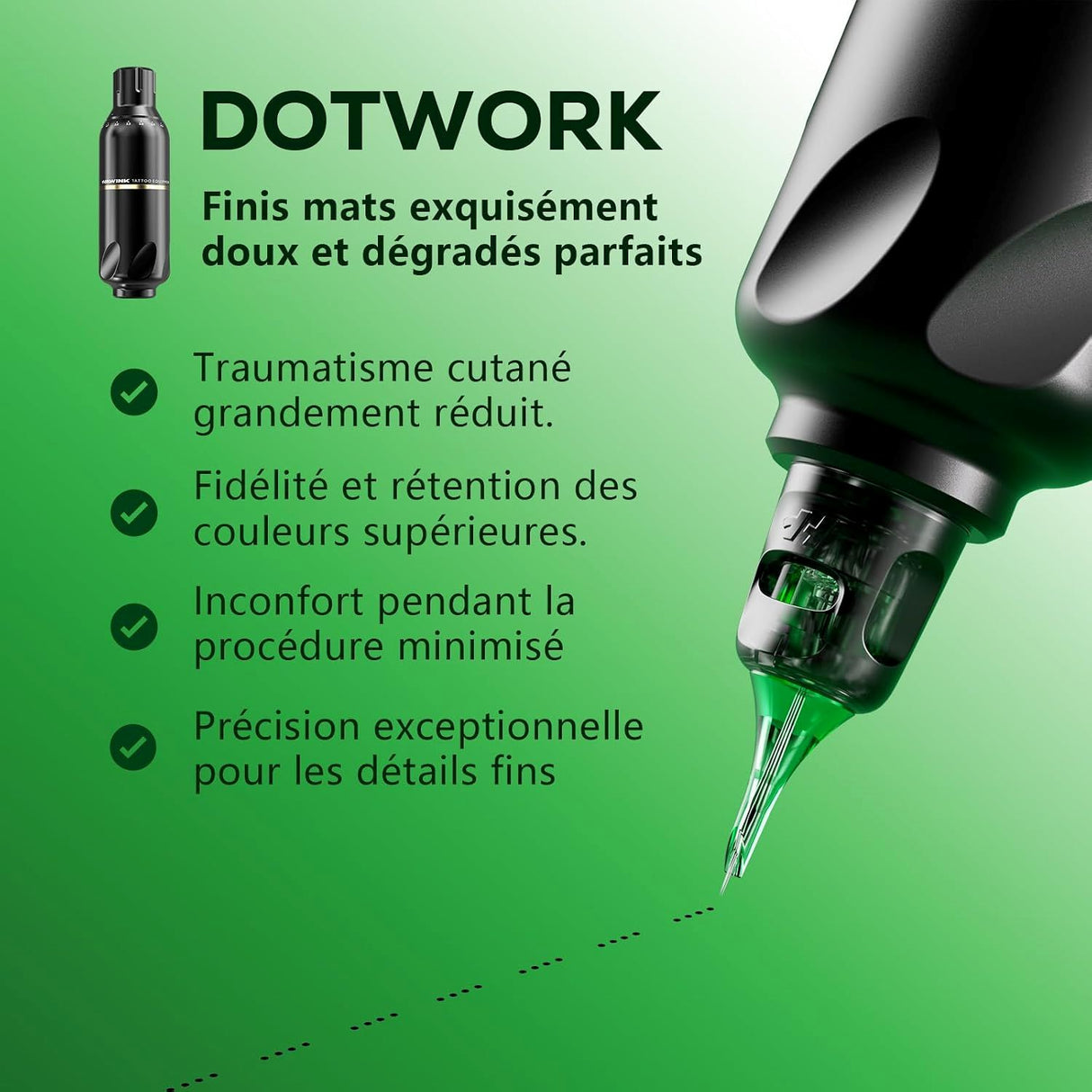 Hawink Wireless Rotary Tattoo Pen Kit with Pointillism Mode