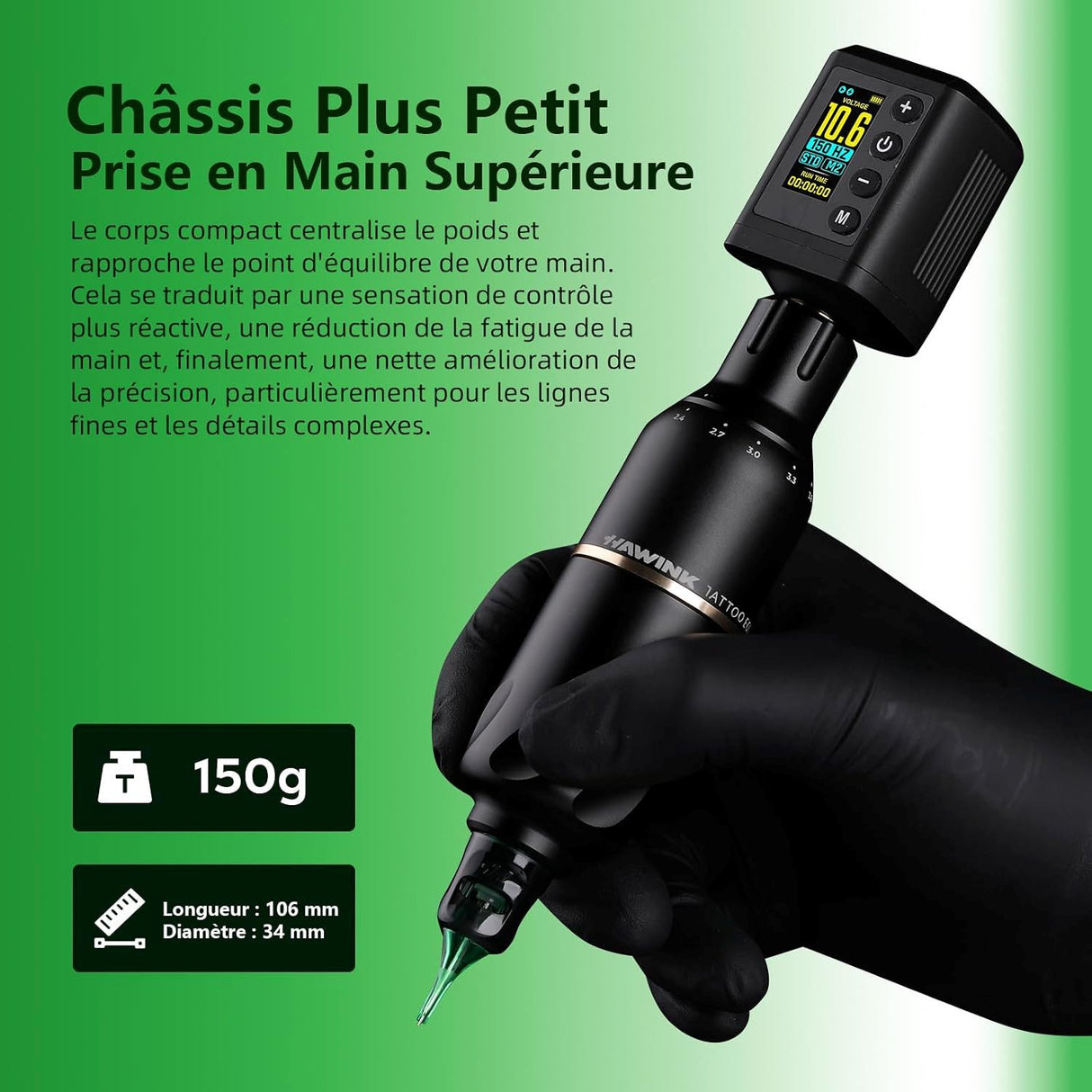 Hawink Wireless Rotary Tattoo Pen Kit with Pointillism Mode