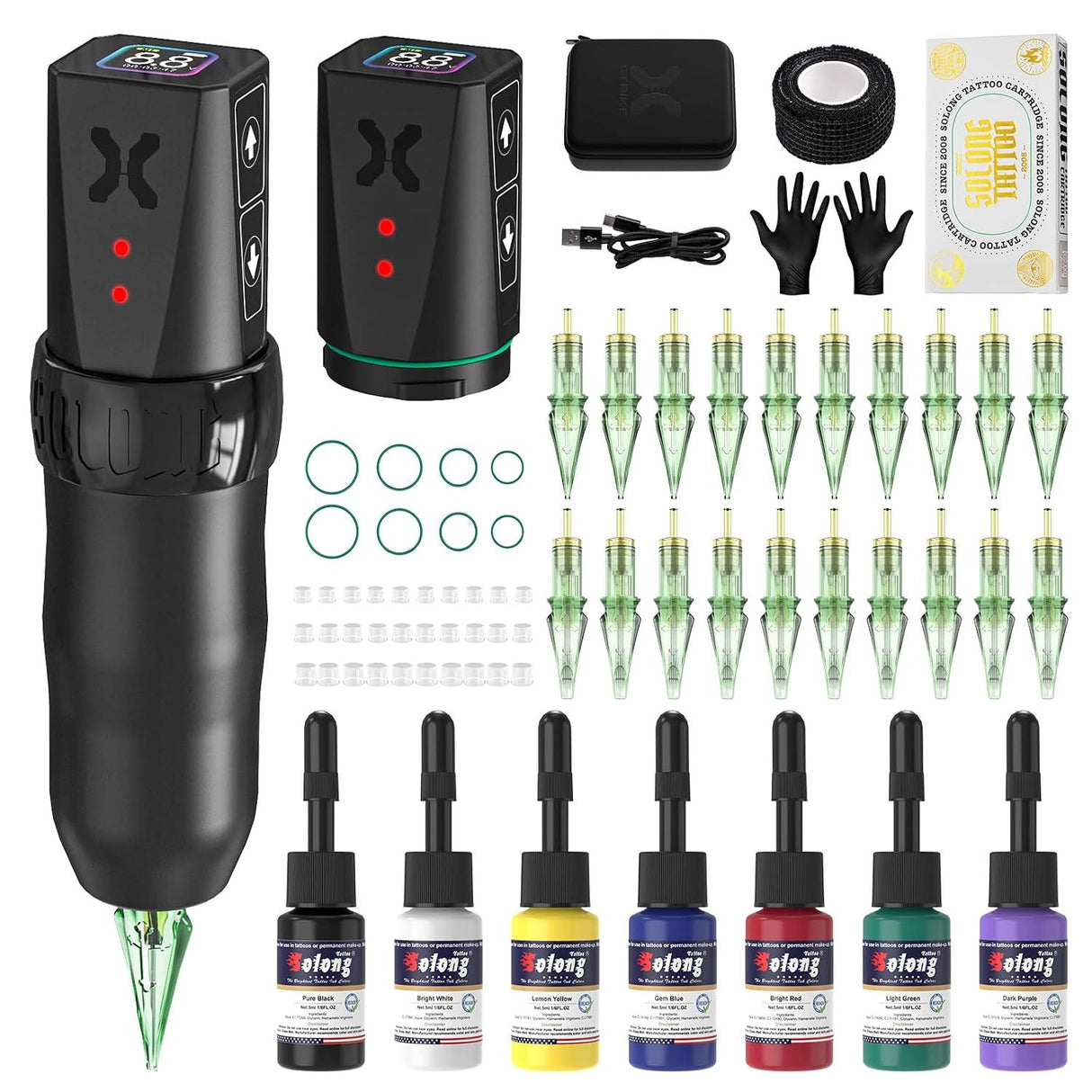 Solong X-STRIKE Wireless Brushless Motor Drive Tattoo Machine Kit