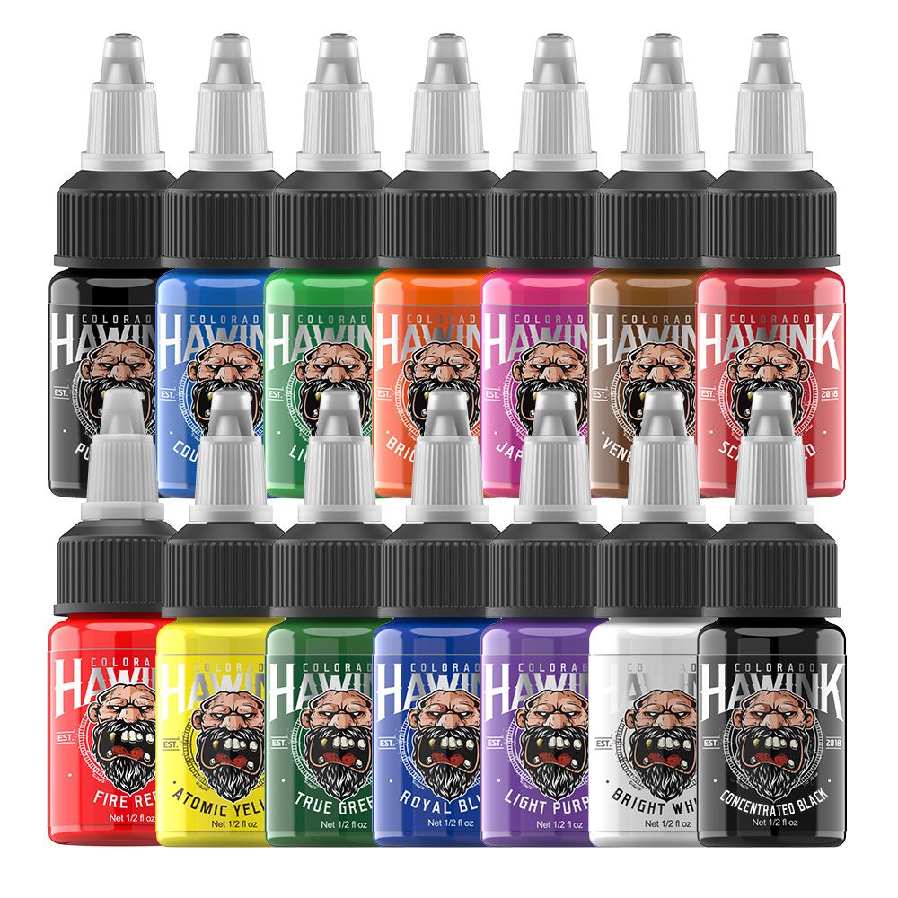 HAWINK 14 Colors Tattoo Ink Set Pigment Kit  1/2oz (15ml)