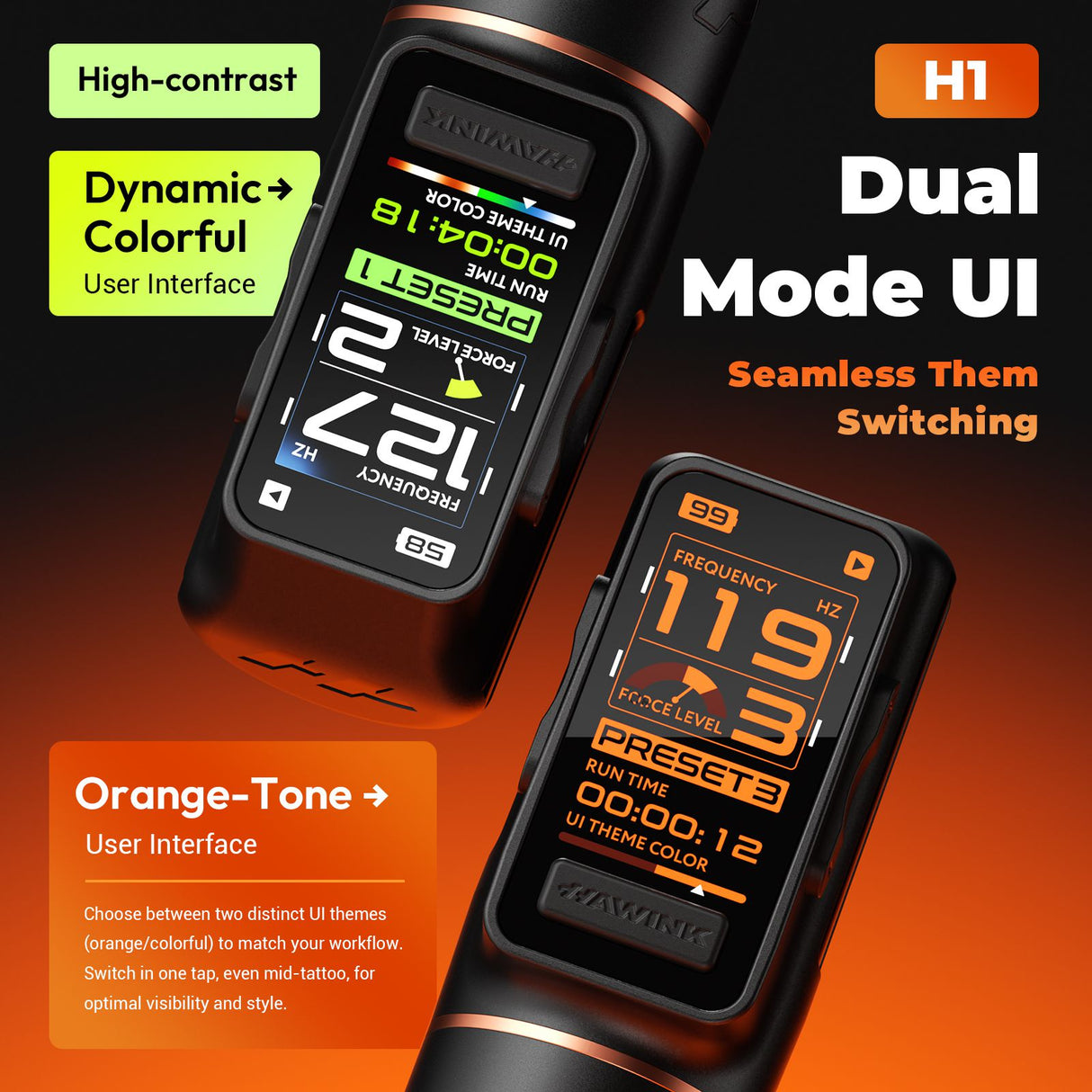 Hawink Wireless Tattoo Machine Brushless Motor 3.5-4.5mm Strokes Length | H1