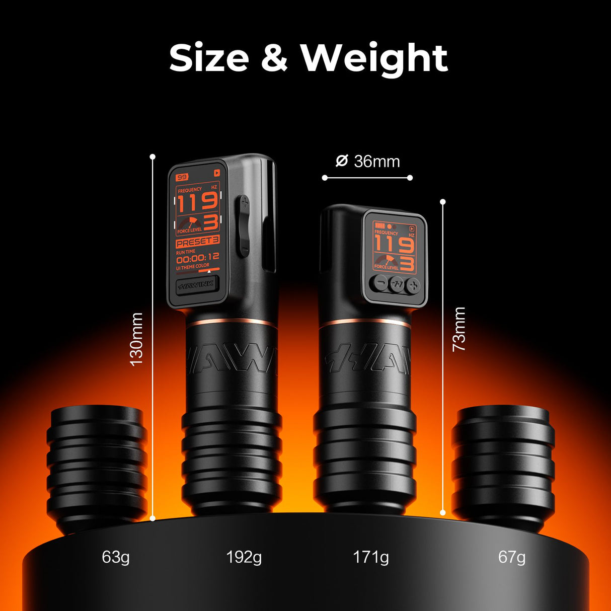Hawink Wireless Tattoo Machine Brushless Motor 3.5-4.5mm Strokes Length | H1