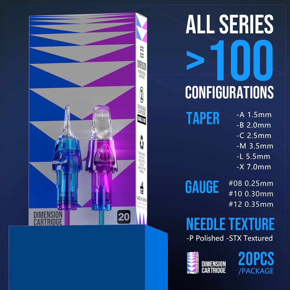 CNC Dimension Tattoo Needle Cartridges 100Boxes Mixed Size 2000Pcs