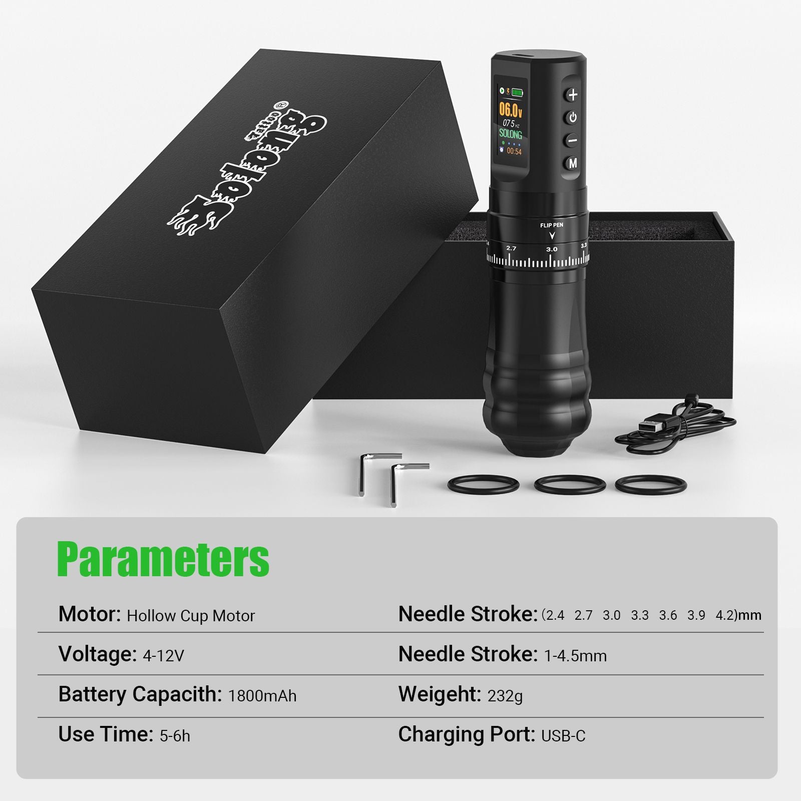 Solong Adjustable Stroke Wireless Tattoo Machine Pen – Hawink