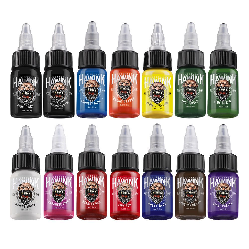 HAWINK 14 Colors Tattoo Ink Set Pigment Kit 1/2oz (15ml) – Hawink