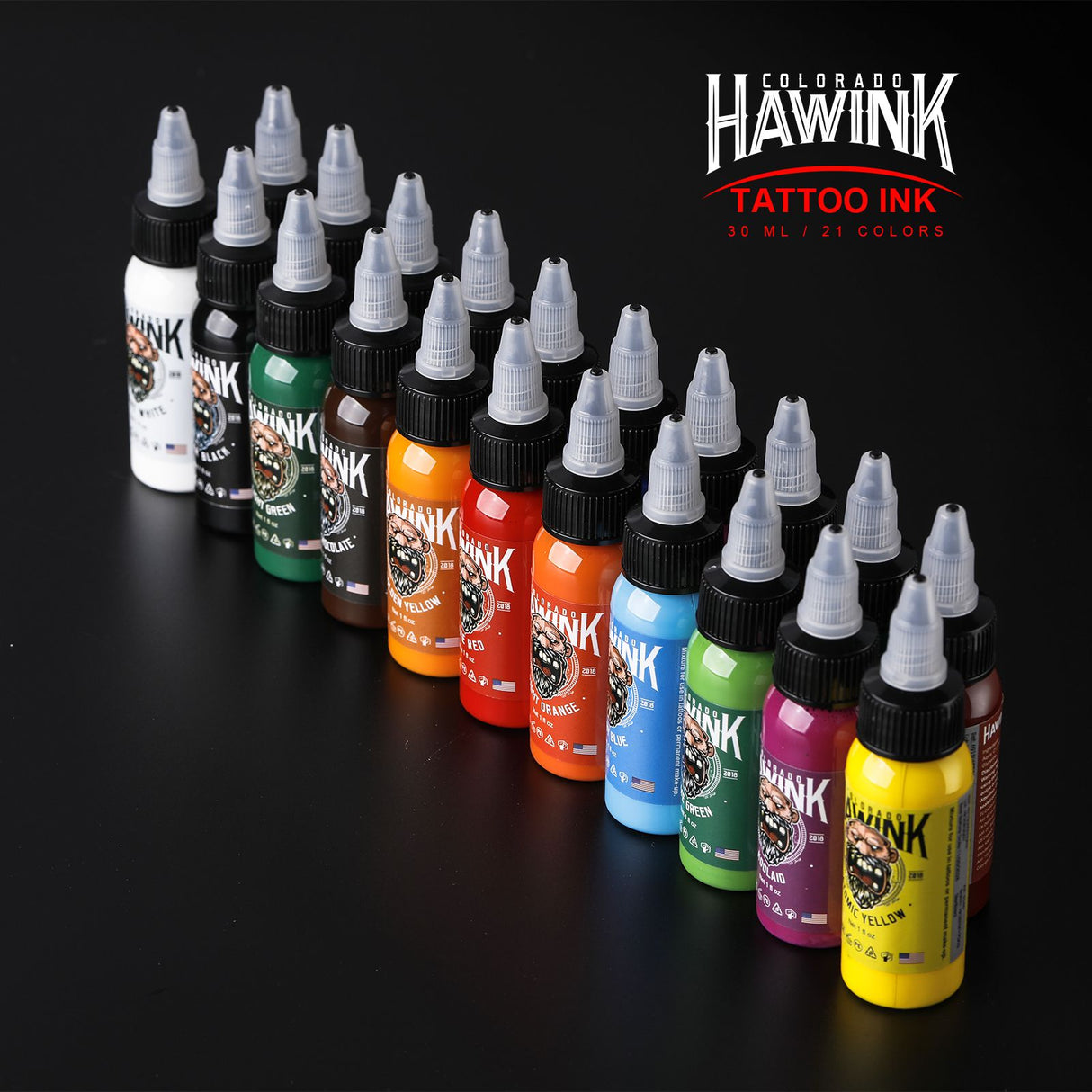 HAWINK 21 Colors Tattoo Ink Set Pigment Kit 1 oz (30ml)