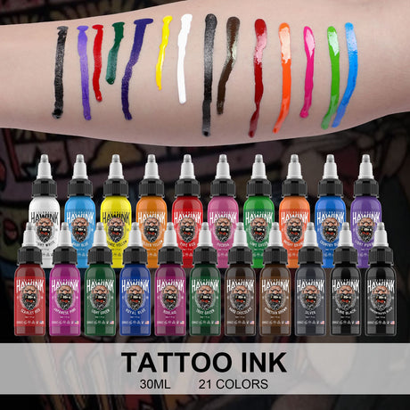 HAWINK 21 Colors Tattoo Ink Set Pigment Kit 1 oz (30ml)