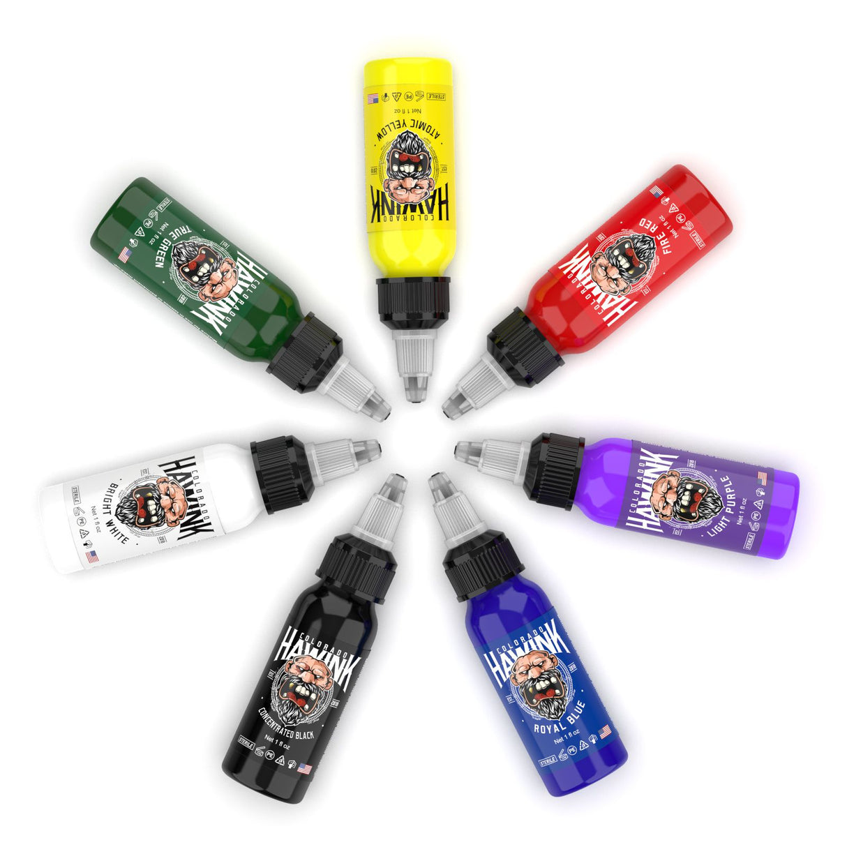 HAWINK 7 Colors Tattoo Ink Set Pigment Kit 1 oz (30ml)