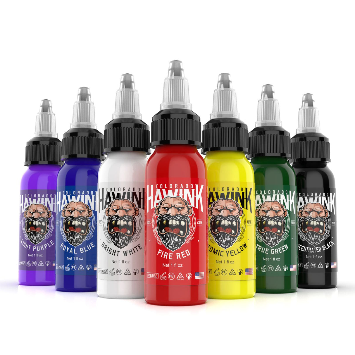 HAWINK 7 Colors Tattoo Ink Set Pigment Kit 1 oz (30ml)
