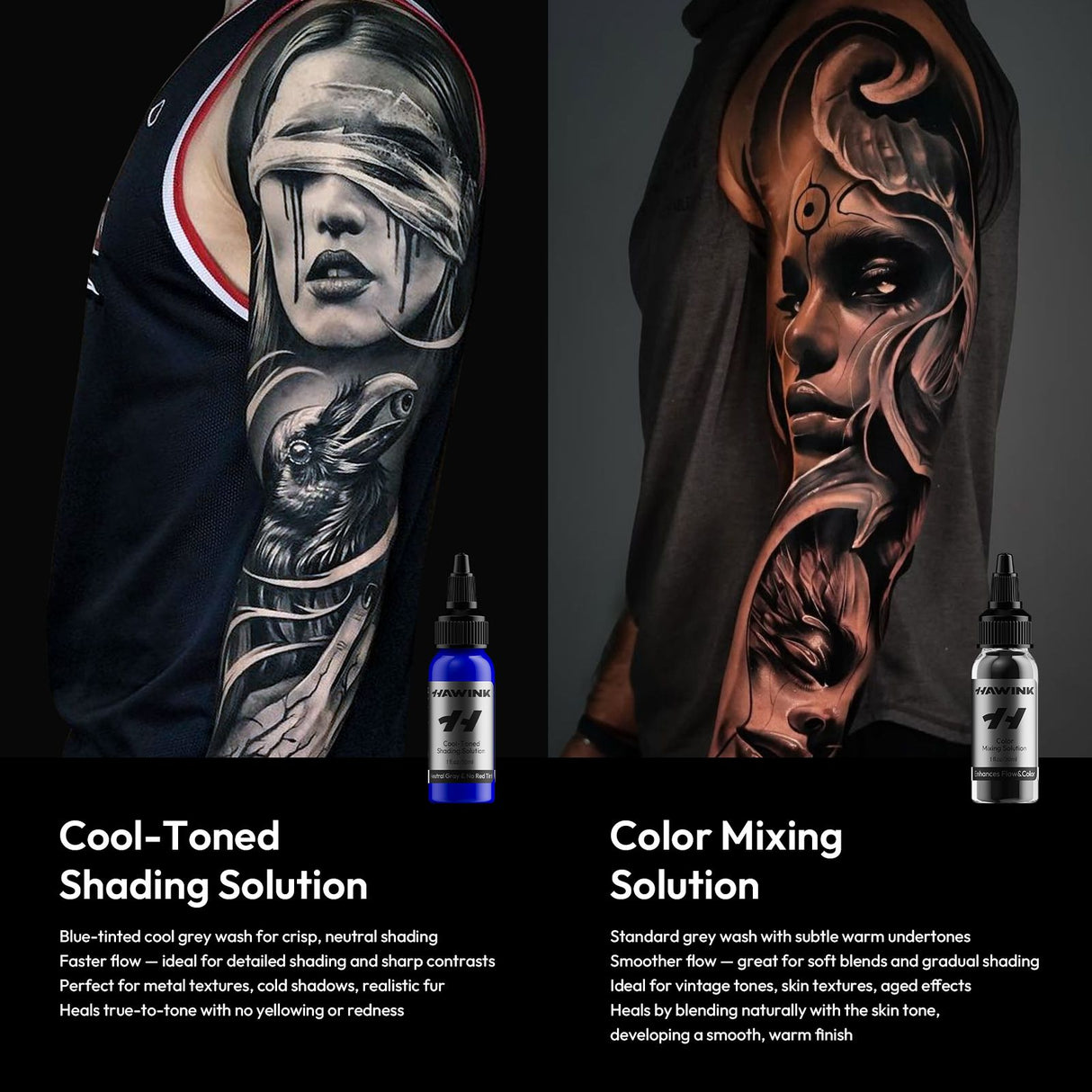 Hawink RGB Tattoo Ink Set 14 Colors and 2 Mixing Solution 1 oz(30ml)