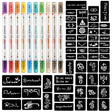 HAWINK temporary tattoo marker set with 10 dual-tip colored pens and various stencil patterns for skin art
