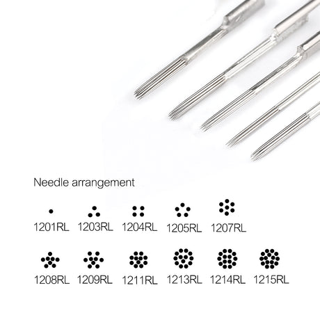 50pc Disposable Tattoo Needles for Coil machine Rotary Tattoo Gun Round Liner#12(0.35mm) - Hawink