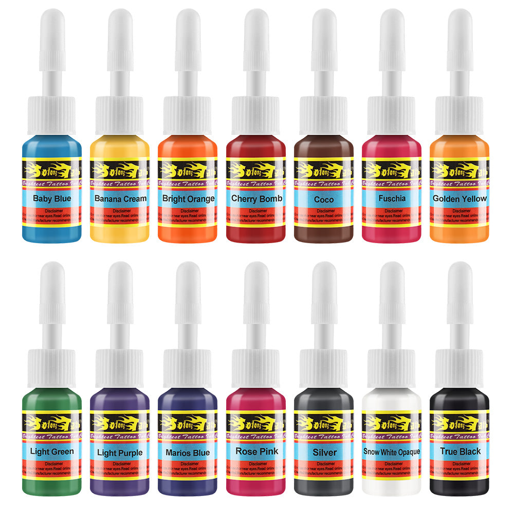 USA Hawink New Coming 14 Basic Colors Professional Tattoo Ink Set Pigment  Kit 1/2 oz ( 15 ml) Natural Plant Extracts Pigment TI203-15-14