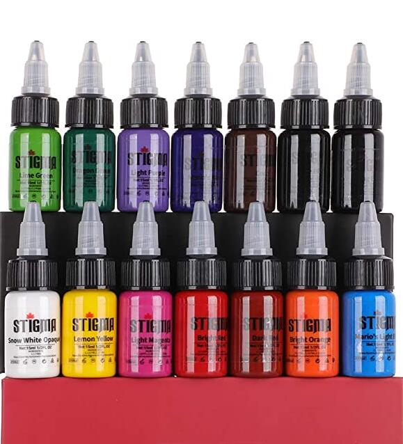 Tattoo Ink Set Color Pigments Professional Tattooing Inks 6 Colors Tattoo  Ink Black Red White Yellow Blue Green 1/6 fl.oz (5ml) for 3D Makeup Beauty  Skin Body Art Tattoo Kit for Beginners :
