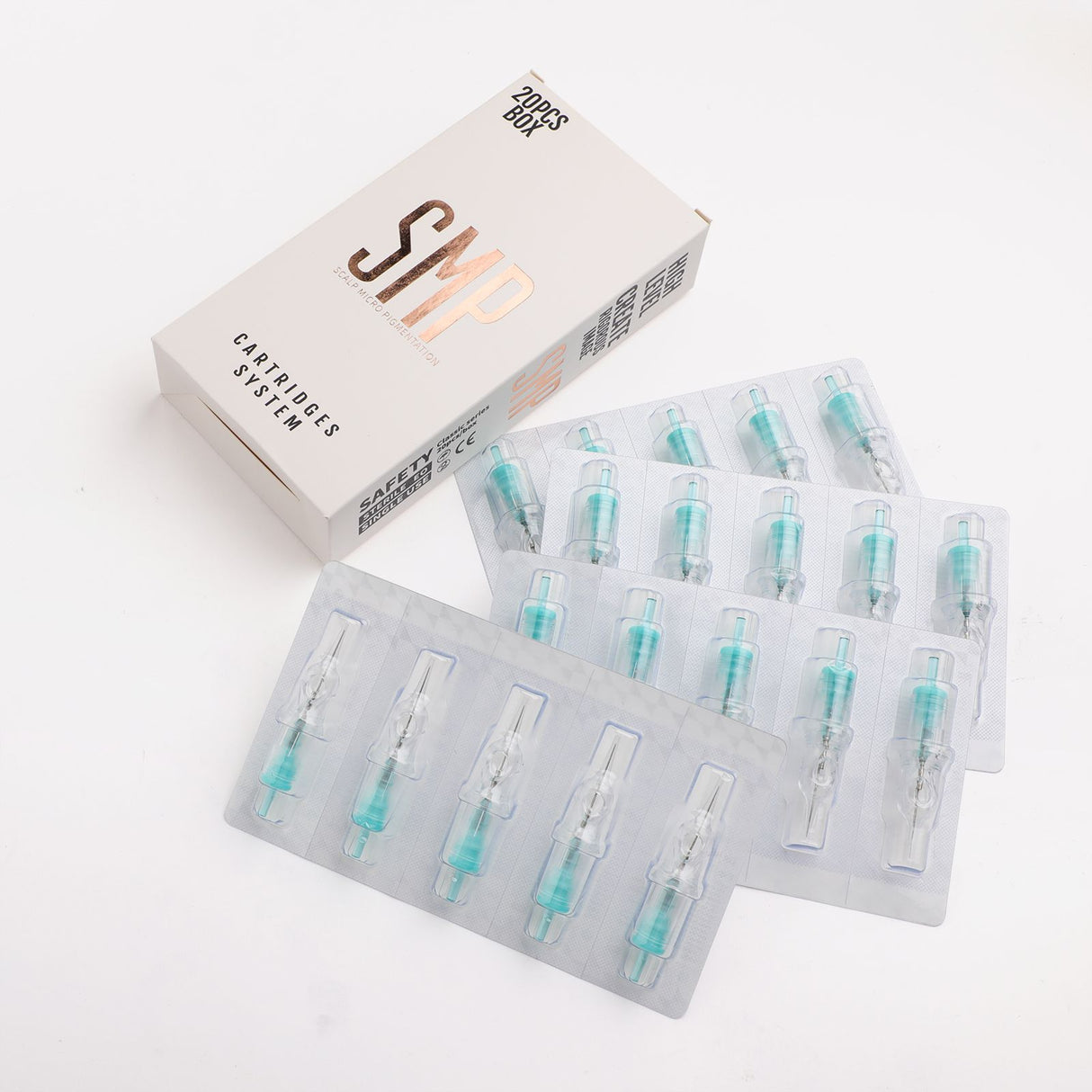 SMP Professional 3 agujas redondas de 0,25 MM para maquillaje permanente y cuero cabelludo 20 piezas