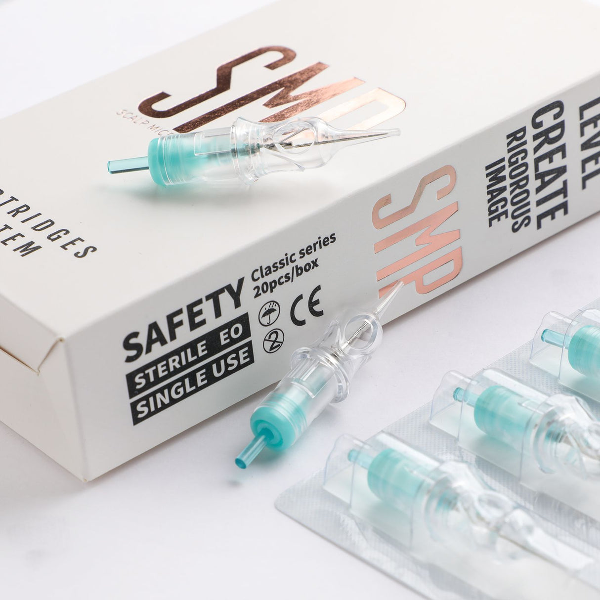 SMP Professional 3 agujas redondas de 0,25 MM para maquillaje permanente y cuero cabelludo 20 piezas