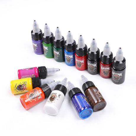USA Hawink 14 Basic Colors Professional Tattoo Ink Set Pigment Kit 1/2 oz ( 15 ml) - Hawink