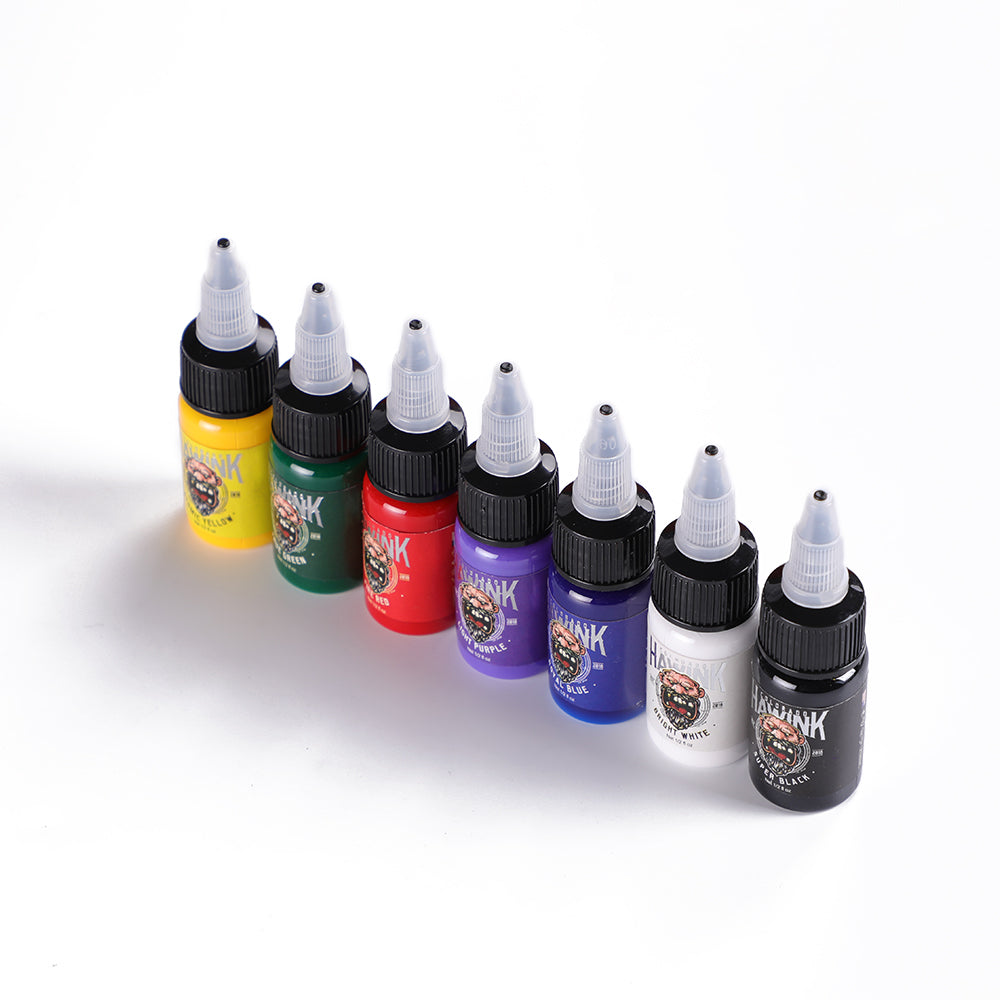 7 Basic Colors Tattoo Ink Set Pigment Kit 1oz (30ml) Tattoo Supply – Hawink